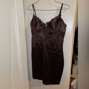 Chocolate satin lace dress